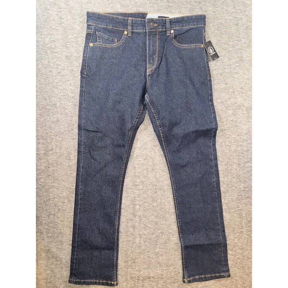 Volcom Vorta Slim Straight Stretch Denim Jeans Blue Mens Size 34x30 NEW - Picture 1 of 11